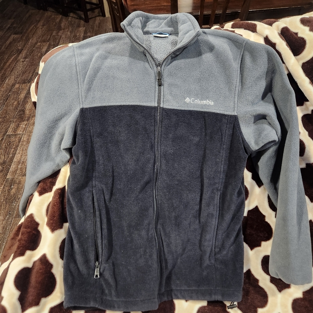 Men's Columbia M Medium Fleece Full Zip Jacket Gray Black